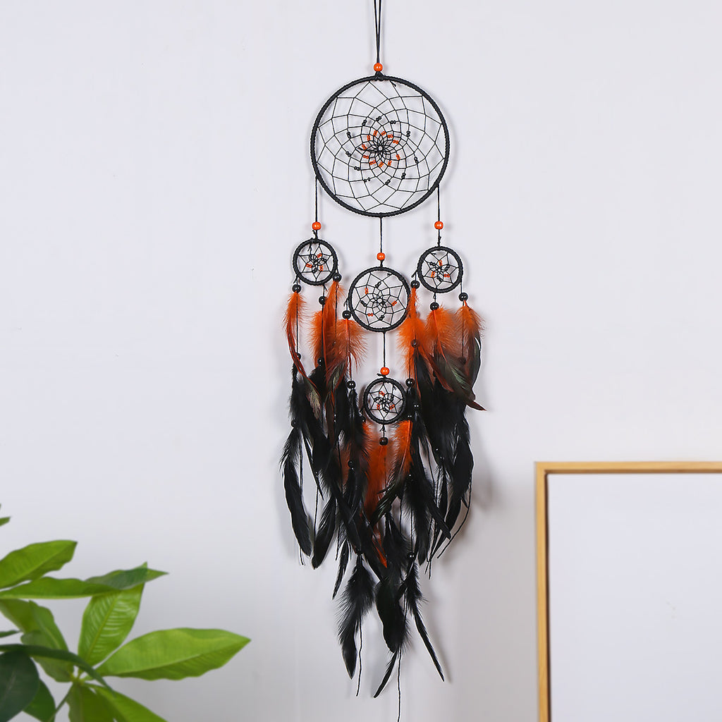 Dark Department New Five-Ring Dream Catcher Feather Pendant Nordic Style Fashion Home Wind Chime Dream Catcher Pendant