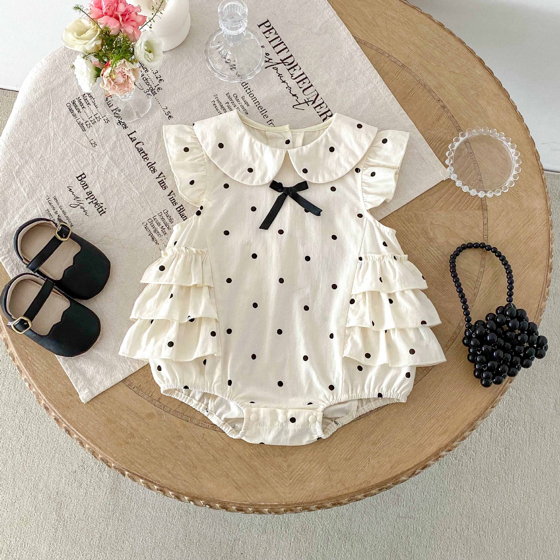 Baby Girl Onesie Sleeveless Summer Lightweight Princess Outfit for 100 Days and Birthday Celebration
