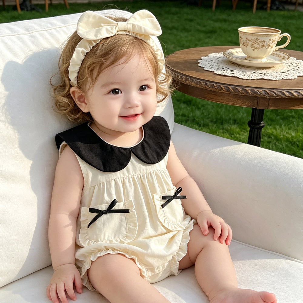 Summer Sleeveless Romper Baby Clothes Girl Sweet Chic Style Dress Triangle Crawler Sister Set