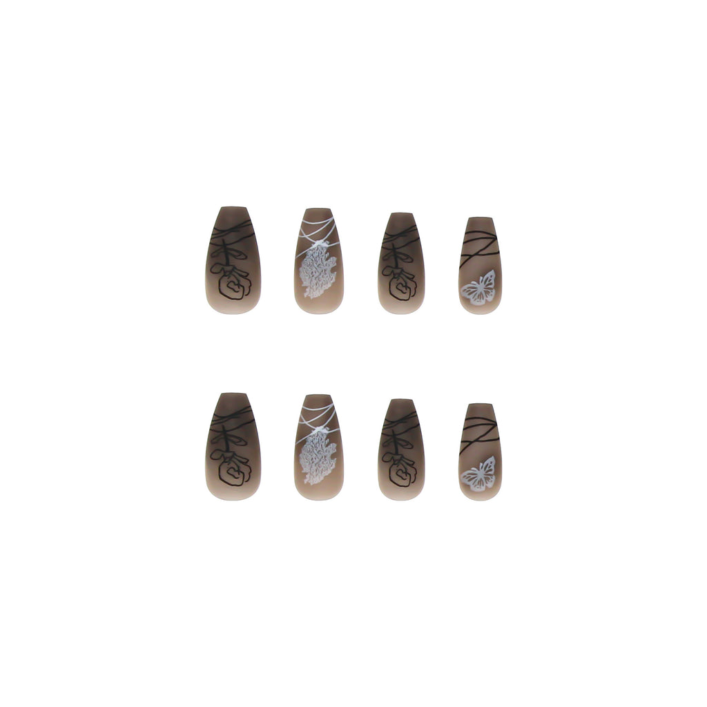 Dark Butterfly Long Ballet Nail Manicure Nail Pieces Personalized Wearing A Removable Nail
