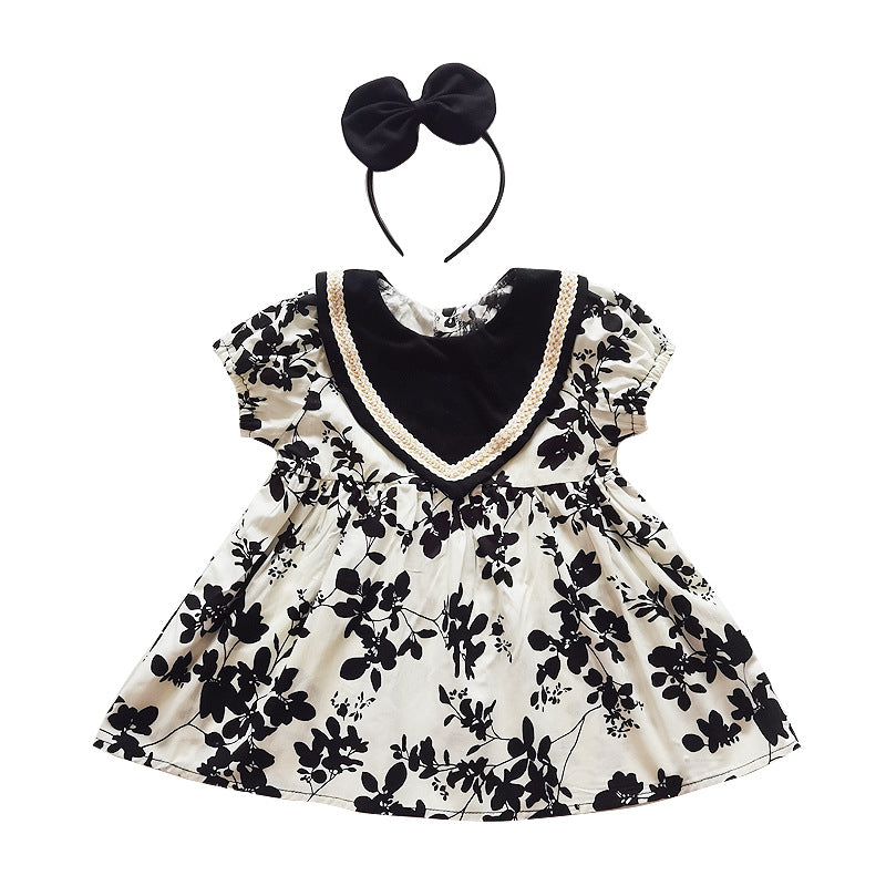 Girls' Dress Onesie Baby Clothes Children's Bodysuit Short Sleeve Cotton-Padded Onesie