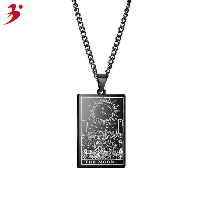 Helios Tarot Stainless Steel Real Gold Plating Pendant Religious Ornament Christmas Gift Men's Sweater Necklace