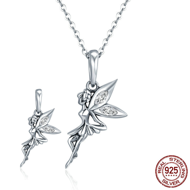 S925 Sterling Silver  Accessories Women's Flower Fairy DIY Bracelet Pendant Personalized Necklace Charm