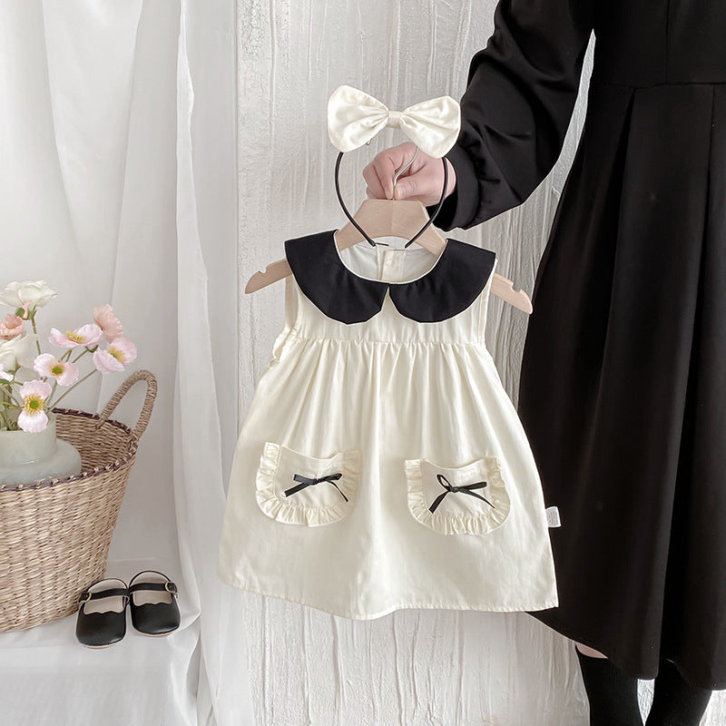 Summer Sleeveless Romper Baby Clothes Girl Sweet Chic Style Dress Triangle Crawler Sister Set