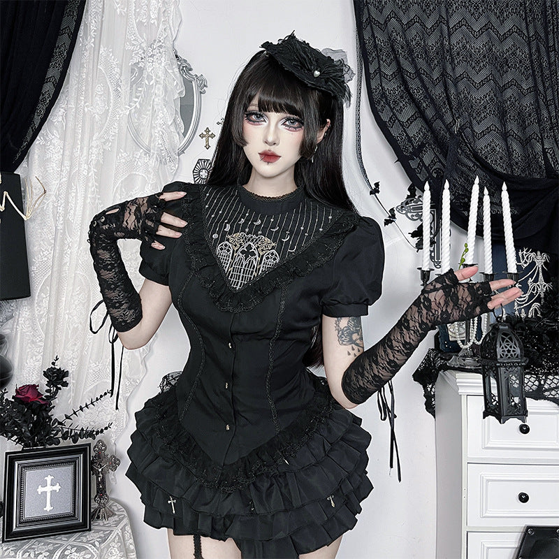 Subcultural Church Colorful Window Embroidered Top Dark Punk Shirt