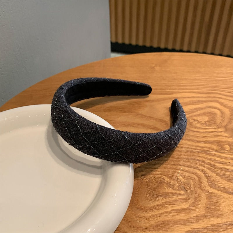 Dark gray leather sponge high skull headband