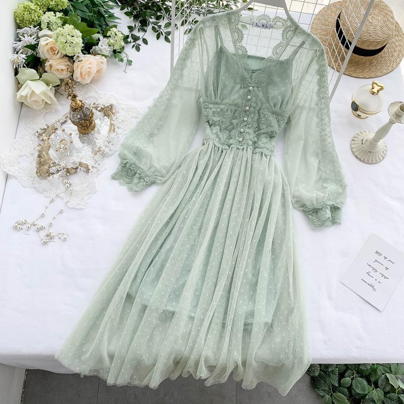 New Mesh Long Skirt Gentle Skirt Fairy Super Fairy Sweet Long Temperament Dress