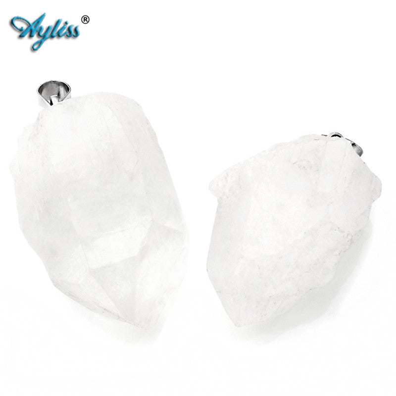 1pc Irregular Stone Rock Crystal Quartz Natural Lapis Lazuli Gem stone Circle Pendant Necklace Gifts Pendant Jewelry