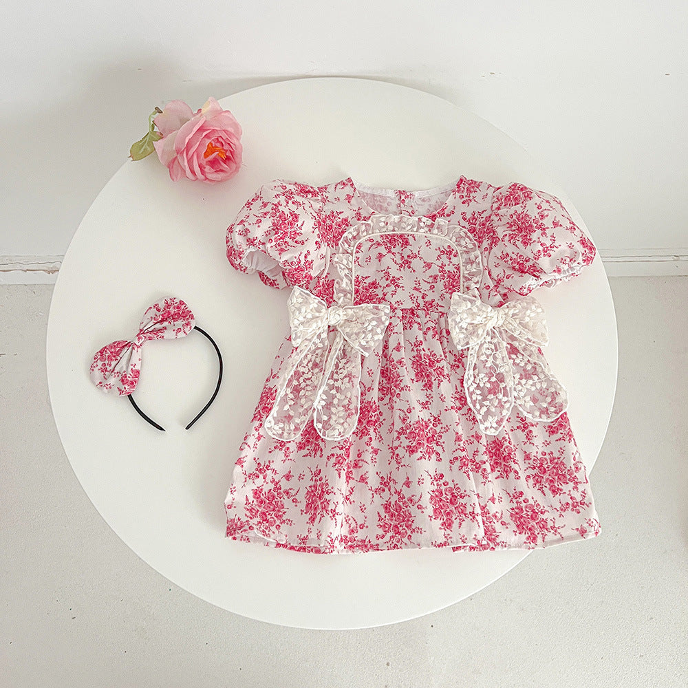 One-piece Summer Baby Romper Short Sleeve Girl Dress Infant Clothing Strap Romper Summer A Class