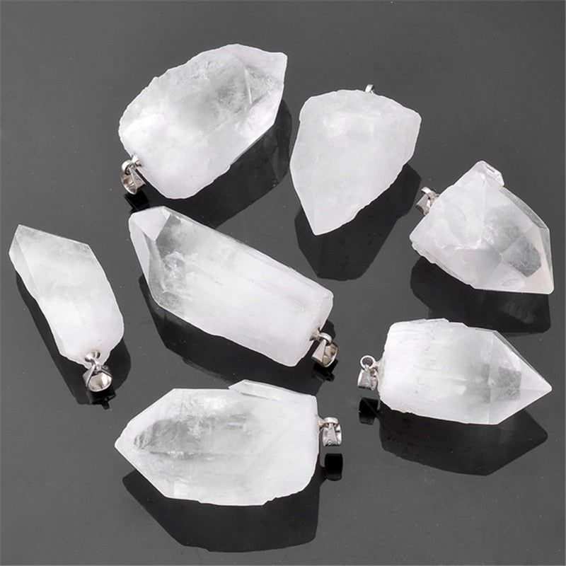 1pc Irregular Stone Rock Crystal Quartz Natural Lapis Lazuli Gem stone Circle Pendant Necklace Gifts Pendant Jewelry