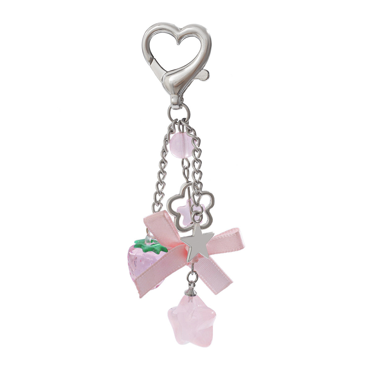 Small Fresh Bow Special Secret Chain Keychain Pentagram Alloy Glass Bead Pendant