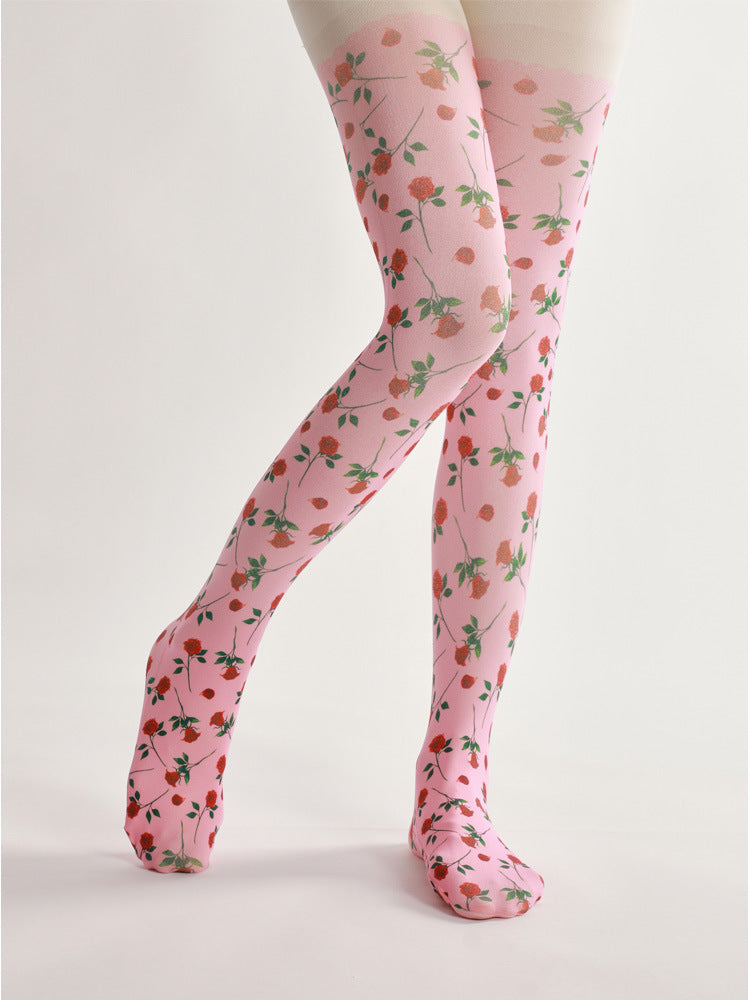 High Quality Flexible Digital Print Tights Fashion Paint Pattern Pantyhose Soft Winter Colorful Stockings Womens