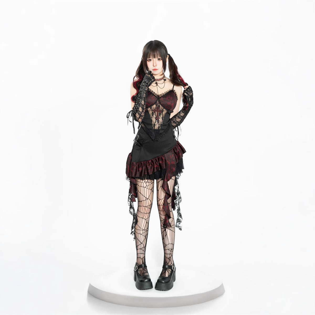 Halloween Dark Style Vampire Cosplay Duchess Lady Strap Top Sexy Performance Outfit