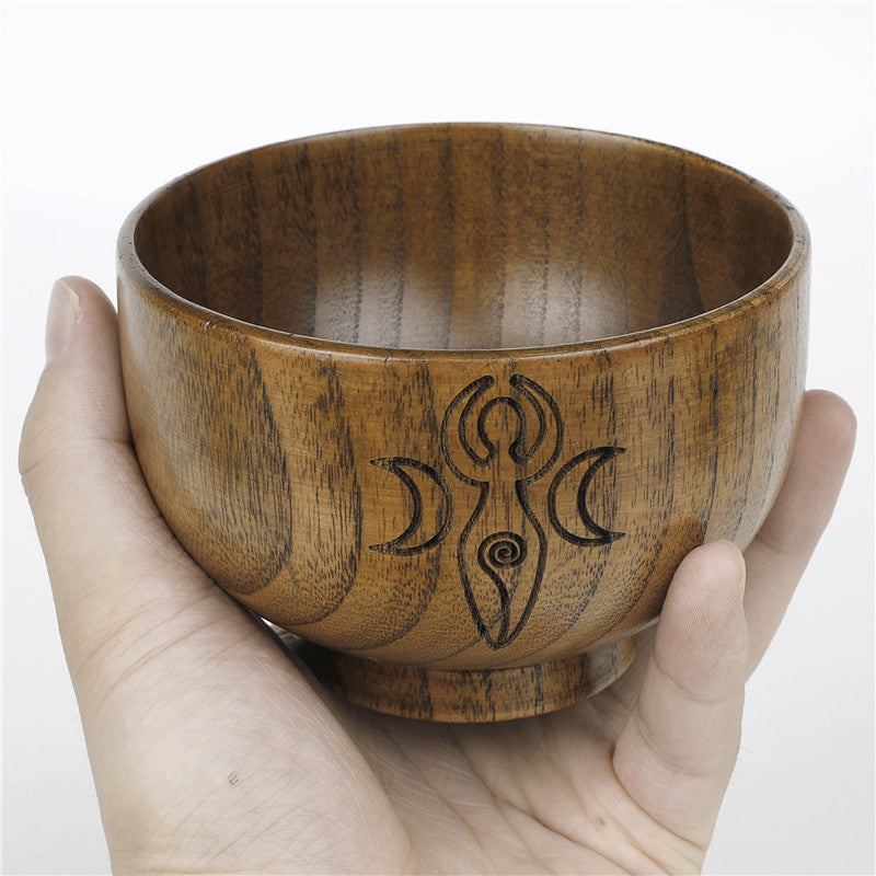 New Pentagram Wooden Bowl Three-Phase Moon Goddess Storage Bowl Wika WICCA Altar Ornament