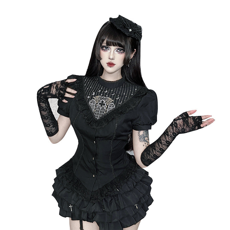 Subcultural Church Colorful Window Embroidered Top Dark Punk Shirt