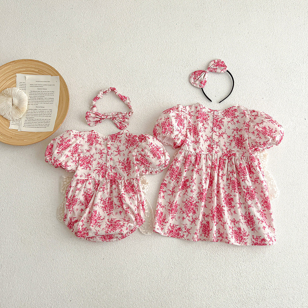 One-piece Summer Baby Romper Short Sleeve Girl Dress Infant Clothing Strap Romper Summer A Class