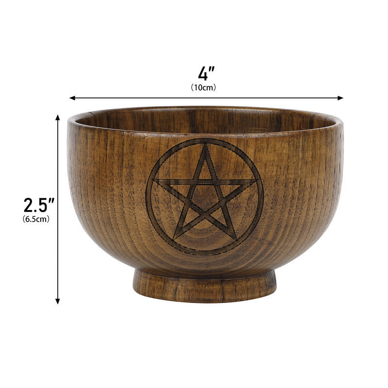 New Pentagram Wooden Bowl Three-Phase Moon Goddess Storage Bowl Wika WICCA Altar Ornament