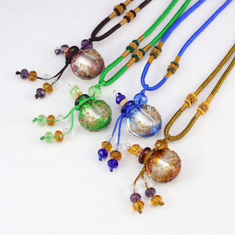 Murano Glass Perfume Necklace (with cord), essential oil jewelry bottle ,perfume bottle jewelry ,necklace