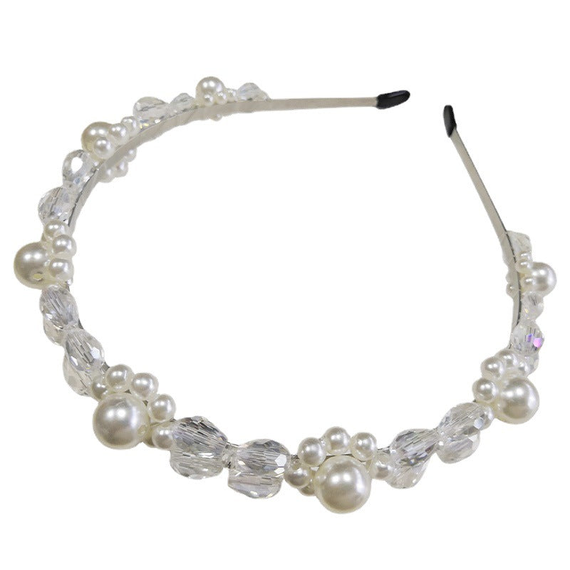 Korean Crystal Pearl Headband Female All-Match Hairpin Super Fairy Hairpin Out Headband