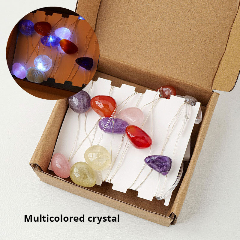 Natural Pink Amethyst Original Stone Atmosphere Light Gravel Long Colored Light String Christmas Decoration