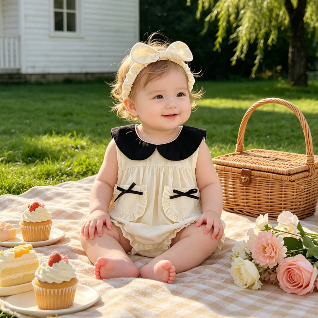 Summer Sleeveless Romper Baby Clothes Girl Sweet Chic Style Dress Triangle Crawler Sister Set