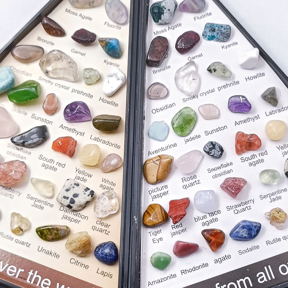 36 PCS/Box Natural Healing Crystals Mineral Specimens Irregular Tumbled Stones Rock Collection Box