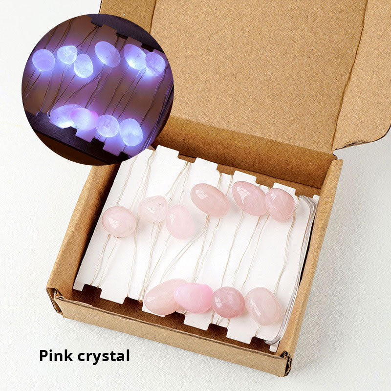 Natural Pink Amethyst Original Stone Atmosphere Light Gravel Long Colored Light String Christmas Decoration