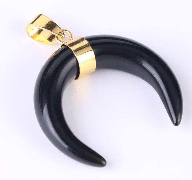 Natural Stones Crescent Moon Necklaces Pendants Purple Crystal Pink Quartz White Stone Gold Color Reiki Women Jewelry