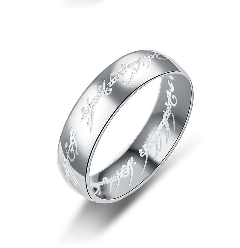 LOVER' wedding rings Magic Letter The Lord of One Ring Black Silver Gold Titanium Stainless Steel Ring
