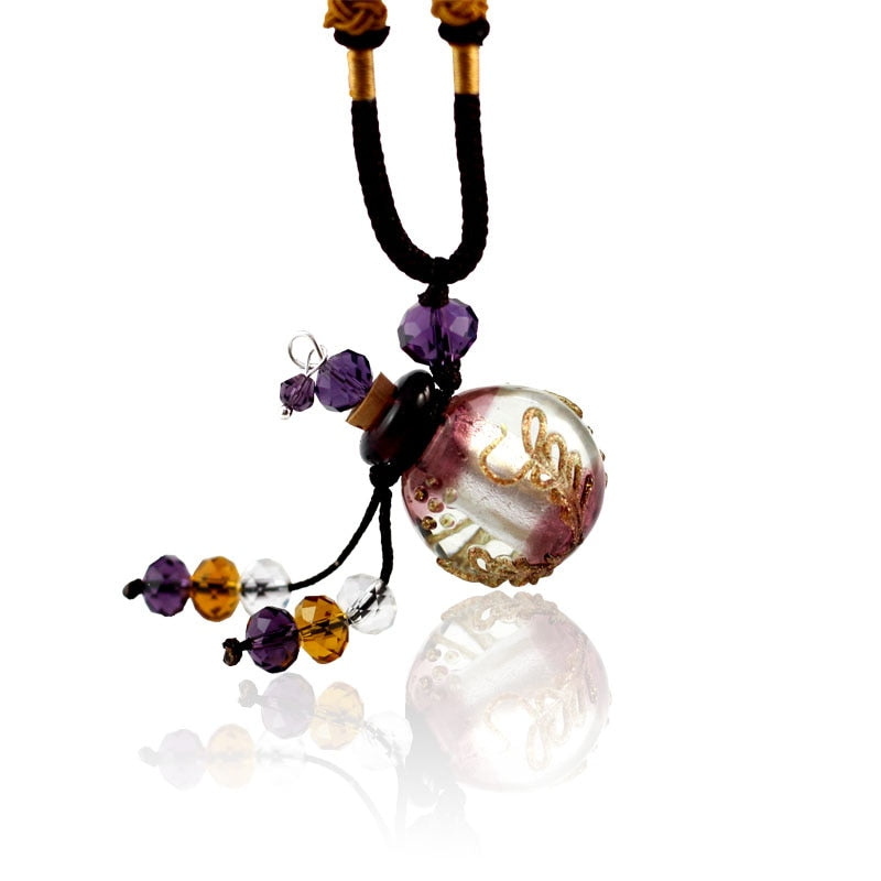 Murano Glass Perfume Necklace (with cord), essential oil jewelry bottle ,perfume bottle jewelry ,necklace