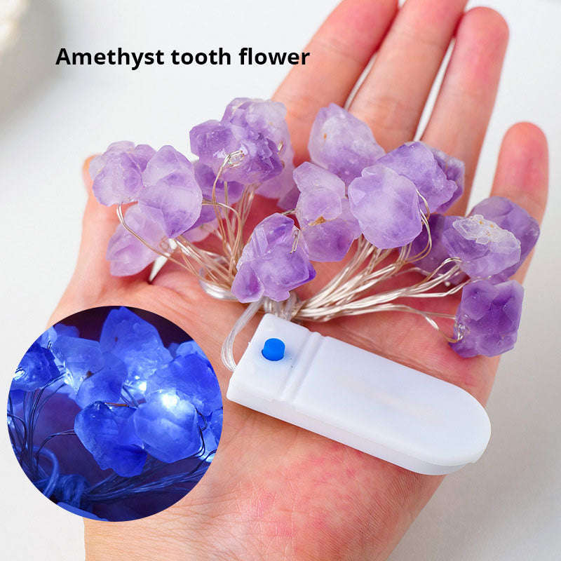 Natural Pink Amethyst Original Stone Atmosphere Light Gravel Long Colored Light String Christmas Decoration