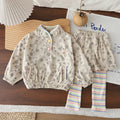 Children's corduroy long sleeved two piece baby girl casual clothes