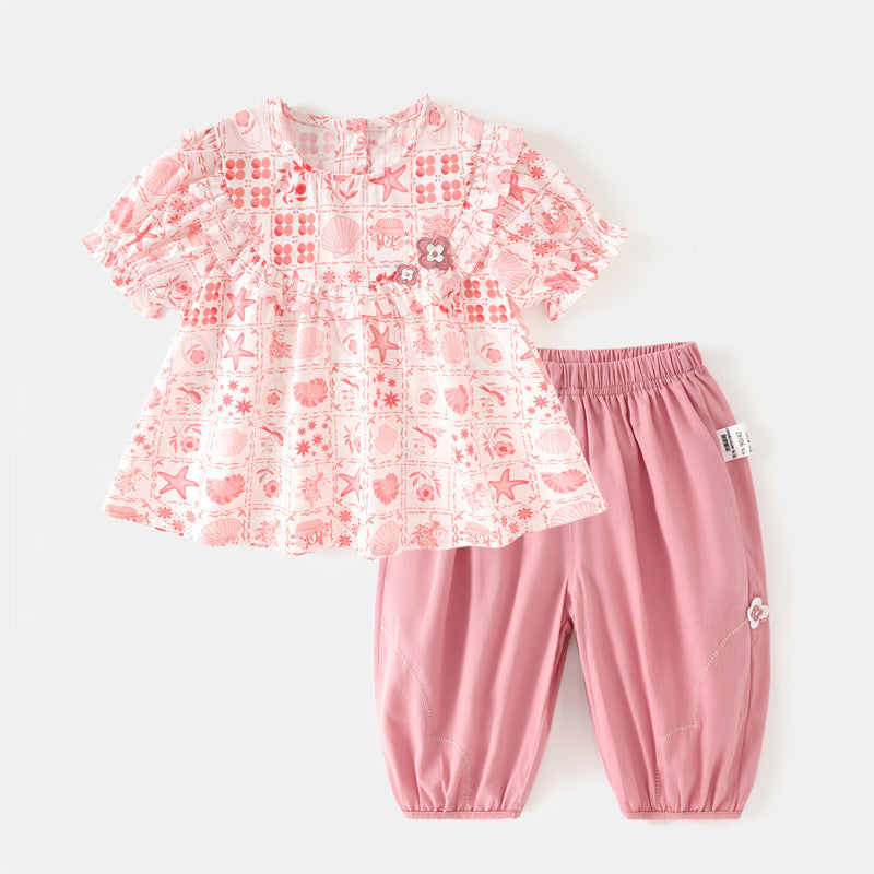 Baby floral short sleeved set