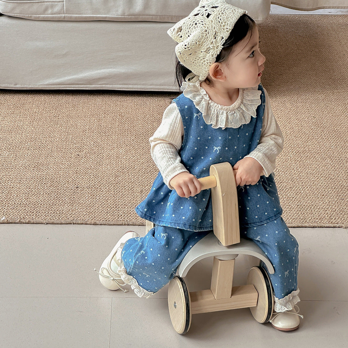 Charming Girls' Outfit Spring New Fashionable Infant Denim Vest Pants Set Bottom Shirt Spring Autumn Baby Clothes