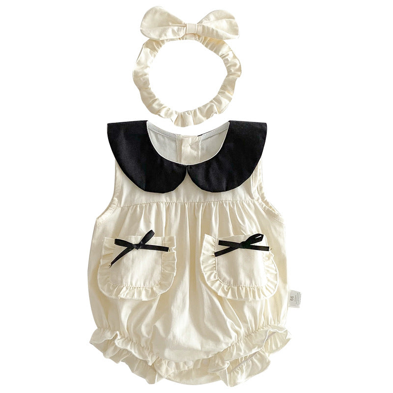 Summer Sleeveless Romper Baby Clothes Girl Sweet Chic Style Dress Triangle Crawler Sister Set