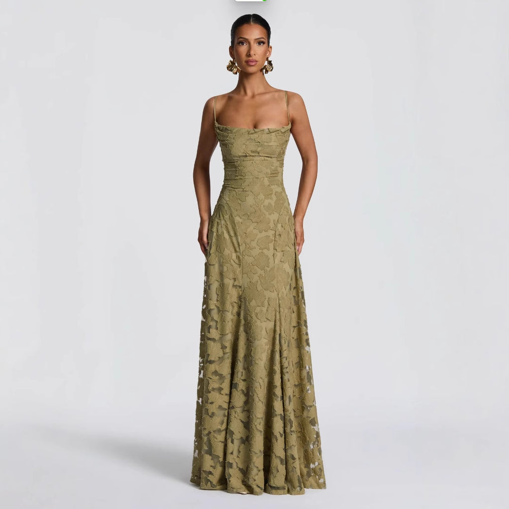 Lace halter dress with tie detail, unique design, women's mid-length fairy dress for spring, casual vacation wear