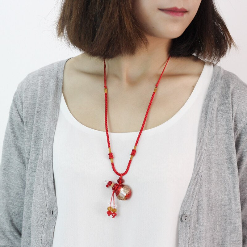 Murano Glass Perfume Necklace (with cord), essential oil jewelry bottle ,perfume bottle jewelry ,necklace