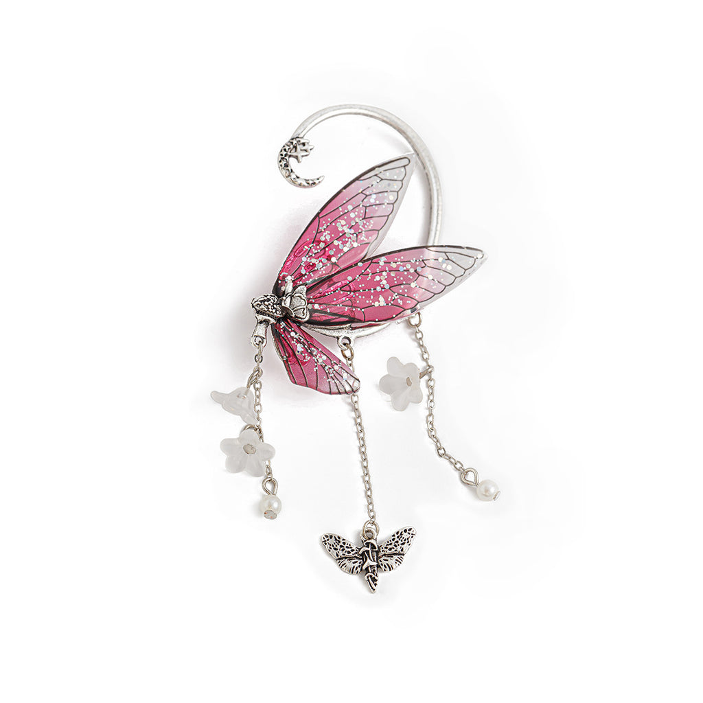 Forest style elf ear tassel ear hanging butterfly outline earring jewelry cross-border wing ear clip
