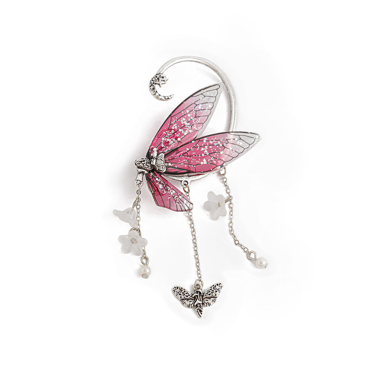 Forest style elf ear tassel ear hanging butterfly outline earring jewelry cross-border wing ear clip