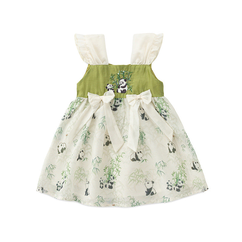 New Dress for Girls Summer Sleeveless Princess Dress with Buttoned Strap Design
