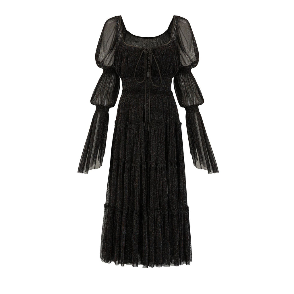French Style Dress Elegant and Graceful Fairy Dress Solid Color Sequins One-Shoulder A-Line Dress