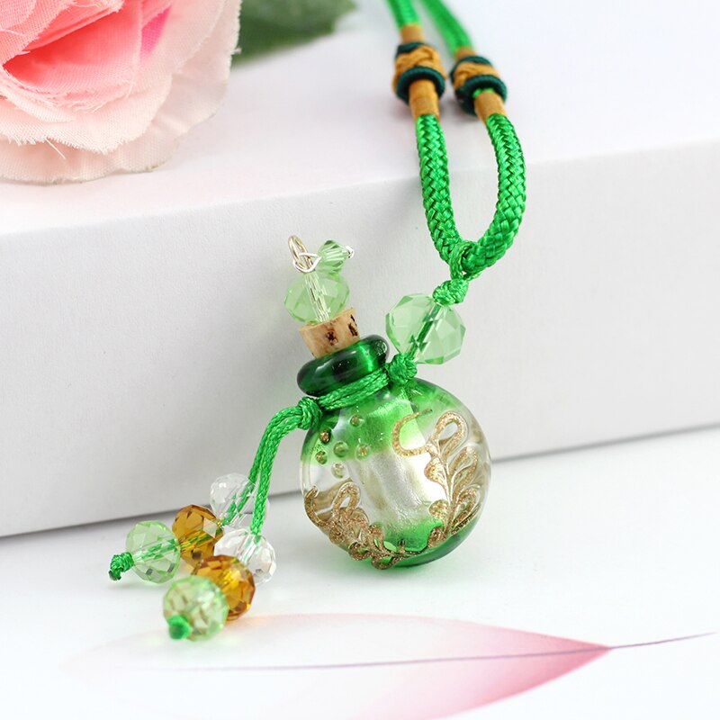 Murano Glass Perfume Necklace (with cord), essential oil jewelry bottle ,perfume bottle jewelry ,necklace