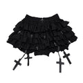 Gothic Dark Cross Cake Puff Skirt Pants Ballet Skirt Bubble Shorts Sexy Personality Style