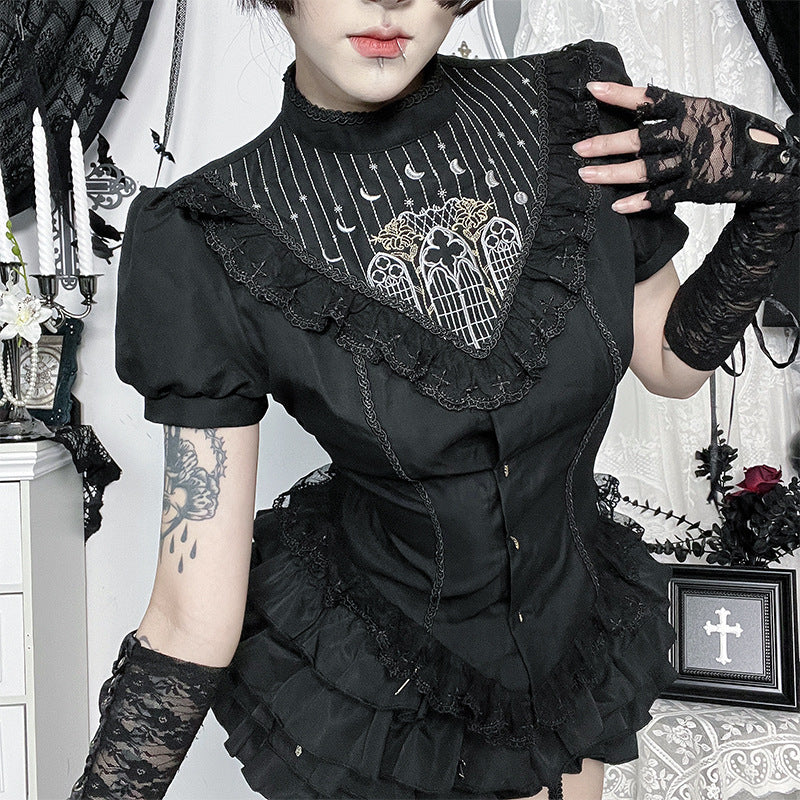 Subcultural Church Colorful Window Embroidered Top Dark Punk Shirt
