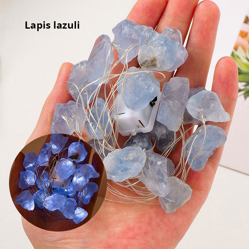 Natural Pink Amethyst Original Stone Atmosphere Light Gravel Long Colored Light String Christmas Decoration