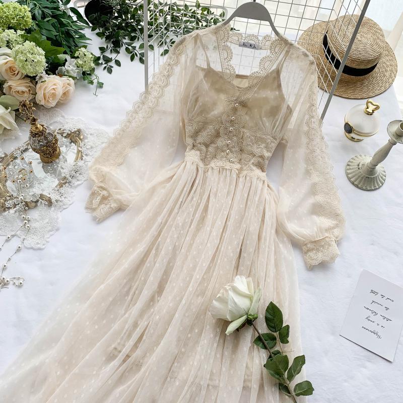 New Mesh Long Skirt Gentle Skirt Fairy Super Fairy Sweet Long Temperament Dress