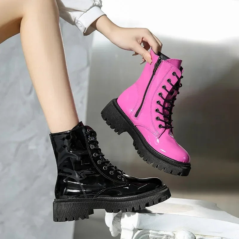 Women Colorful Fashion Ankle Boots Gothic Platform Punk Winter Black High Heels Sexy Ladies Shoes Combat Boots for Women