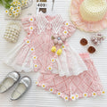 Summer Girls' Set New Lace Flower Top Ruffled Shorts Baby Girl Princess Two-Piece Set Fashion