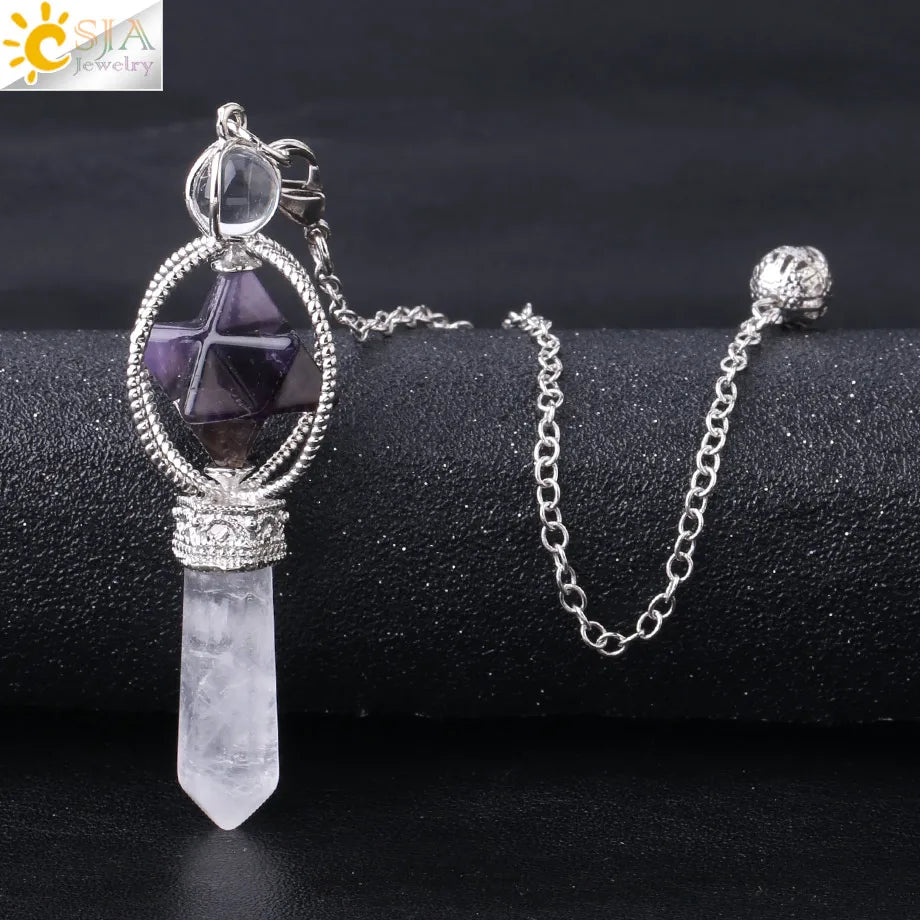 Rotatable Merkaba Dowsing Pendulum Quartz Natural Stone Crystal  Reiki