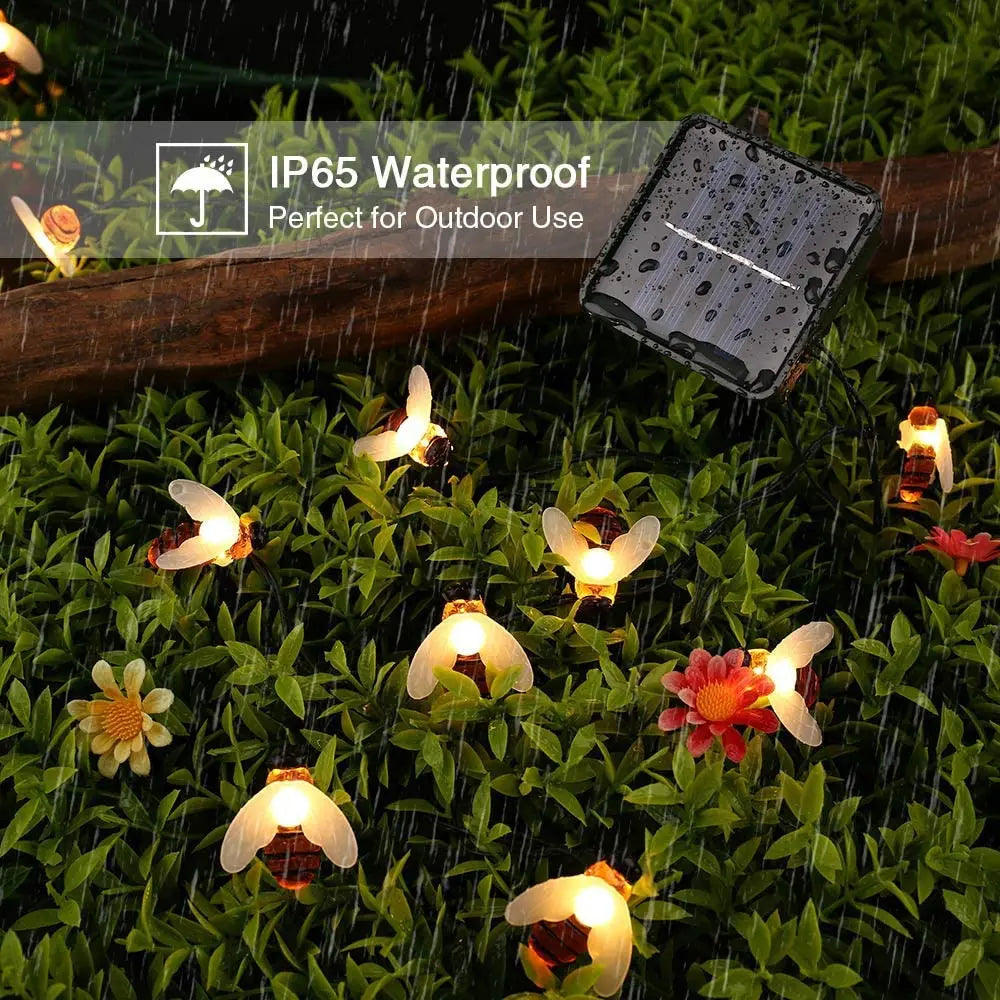 Holiday Light  Christmas Tree Decoration Outdoor Garland Solar Lamp Bee20/30/50led 8Mode For Wedding Party Garden Balcony Fairy